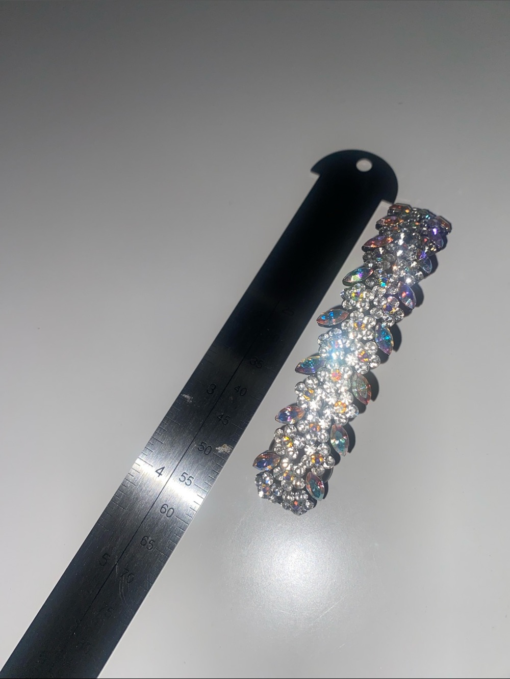Crystal Embellished Hair Barrette - Iridescent and Black Metal Hair Pin Clip - Picture 5 of 5